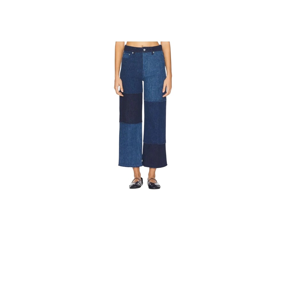 Rails Getty Crop Jeans Womens 24 Blue New High Rise Patchwork Wide Leg 766-219A